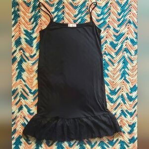Black Cotton Slip with Bottom Lace Embellishment